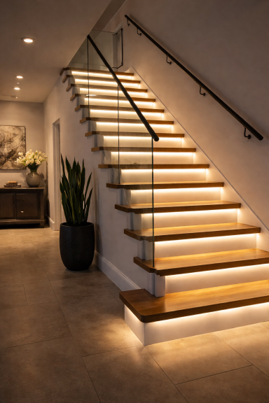 Proyecto de iluminación en escalera Proyecto finalizado en vivienda.